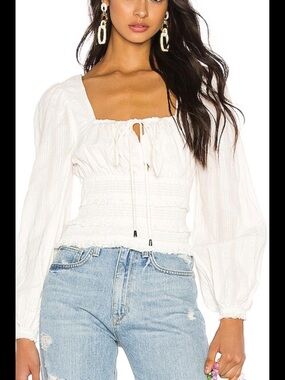 FREE PEOPLE “LOLITA” Pheasant Top in white size S